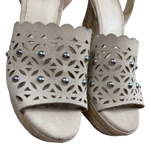 Marc Fisher Tan Hata Suede Studded Wedge Sandals - Picture 6 of 10